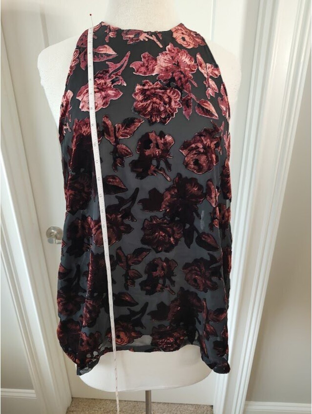 Sz Lg BB Dakota Women's Velvet Floral Halter Top # Biker #WhimsyGoth #Flattering